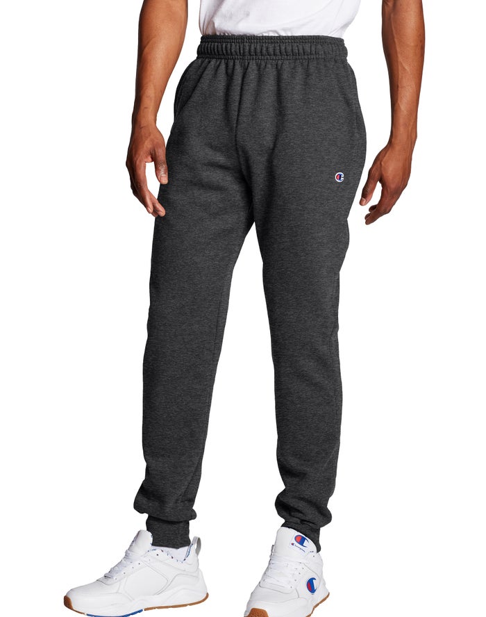 Champion Mens Joggers NZ - Powerblend Fleece Dark Grey ( 3649-BQJKH )